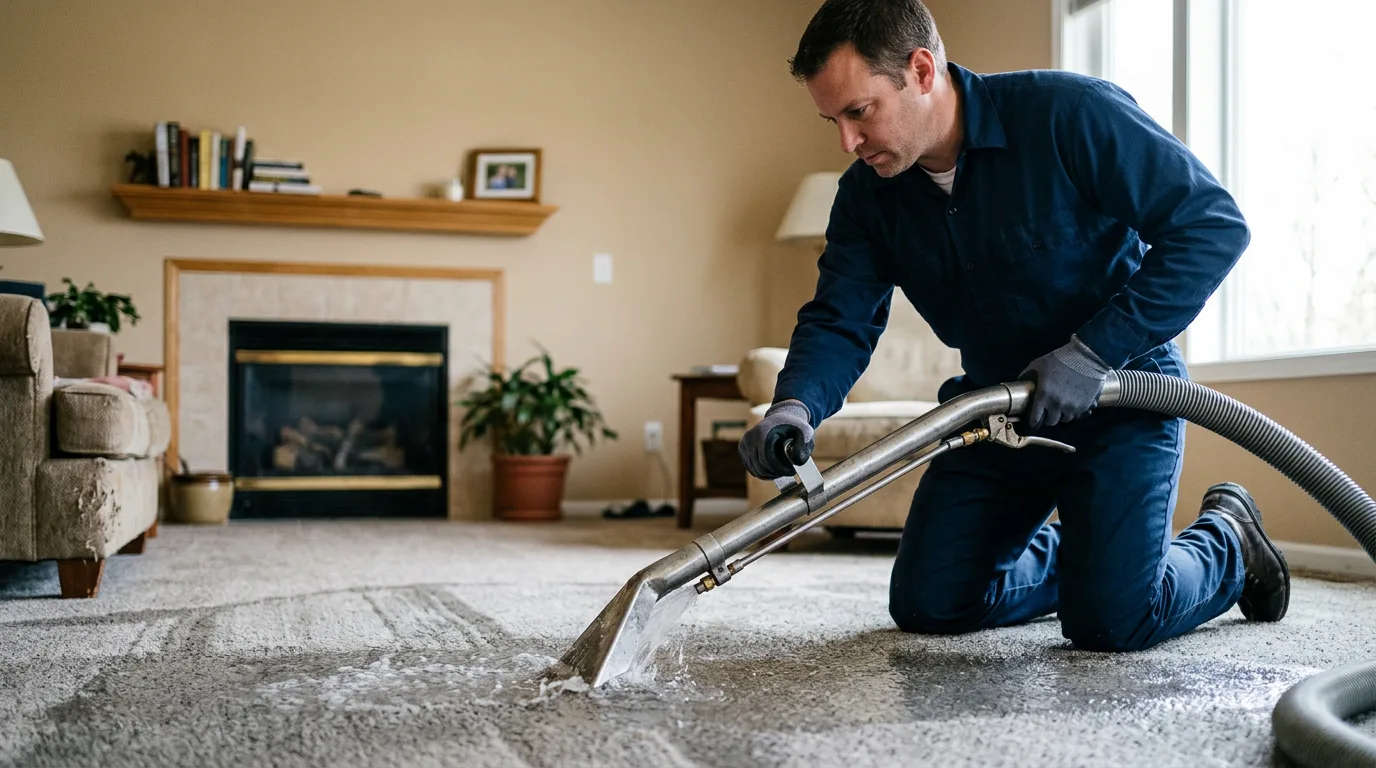 Water damage restoration technician working near Watersmeet, MI